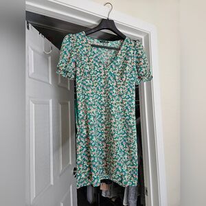 SHEIN Green Floral Mini Dress